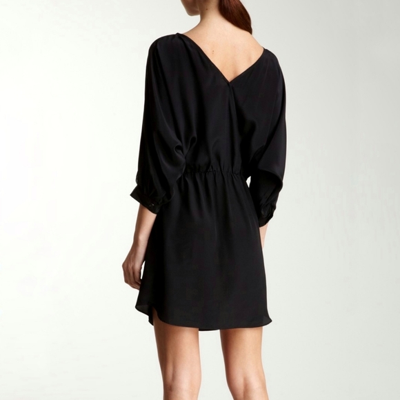 Greylin Silk and Mesh Tie Waist Black Dress - Picture 2 of 9